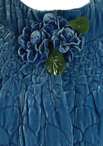 Vintage 1940s Quilted Blue Silk Velvet Jacket- New!