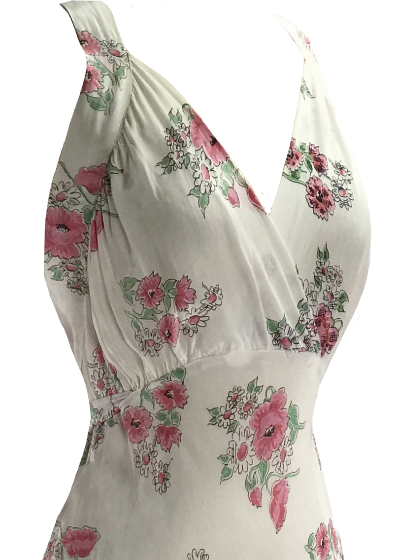 Stunning 1930s Floral Bias Cut Nightgown  New!