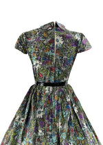 Vintage 1950s Floral Novelty Print Cotton Dress - NEW!