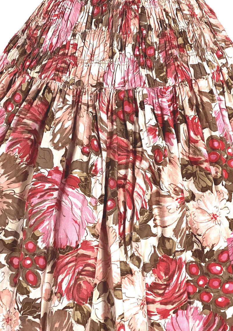 Vintage 1950s Pink Novelty Floral Cotton Dress- New!