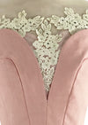 1950s Designer Pink Linen Applique Wiggle Cocktail Dress- New!