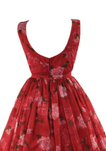 1950s Jerry Gilden Designer Roses Chiffon Dress - New!