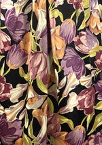 Stunning 1940s Vivid Orchid & Tulips Novelty Print Dress- New!