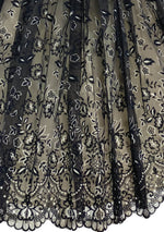 Late 1950s to Early 1960s Black Flocked Chiffon Party Dress- New!