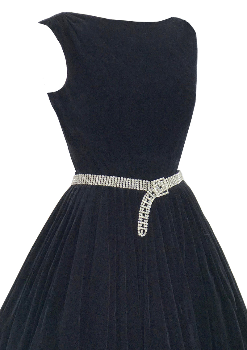 Quality 1950s Black Velvet Dress & Coat Ensemble- New!