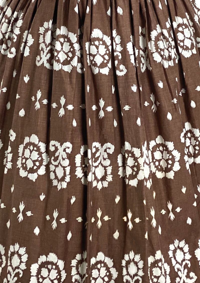 Vintage 1950s Brown and White Horrockses Designer Dress- New!