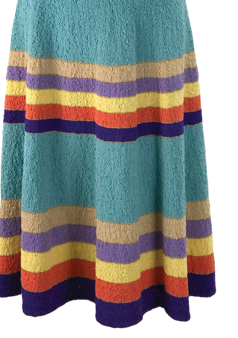 Rare 1940s Cotton Knit Rainbow Dress Ensemble- New!