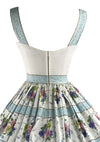 1950s Designer Quality Floral Cotton Dress- New!