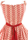 Vintage 1950s Red & White Eyelet Dress- New!