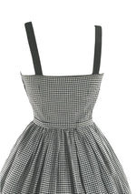 1950s B&W Gingham Cotton Sundress with 3D Applique  - New!