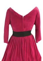 Lovely Early 1960s Cerise Velvet Dress- New!