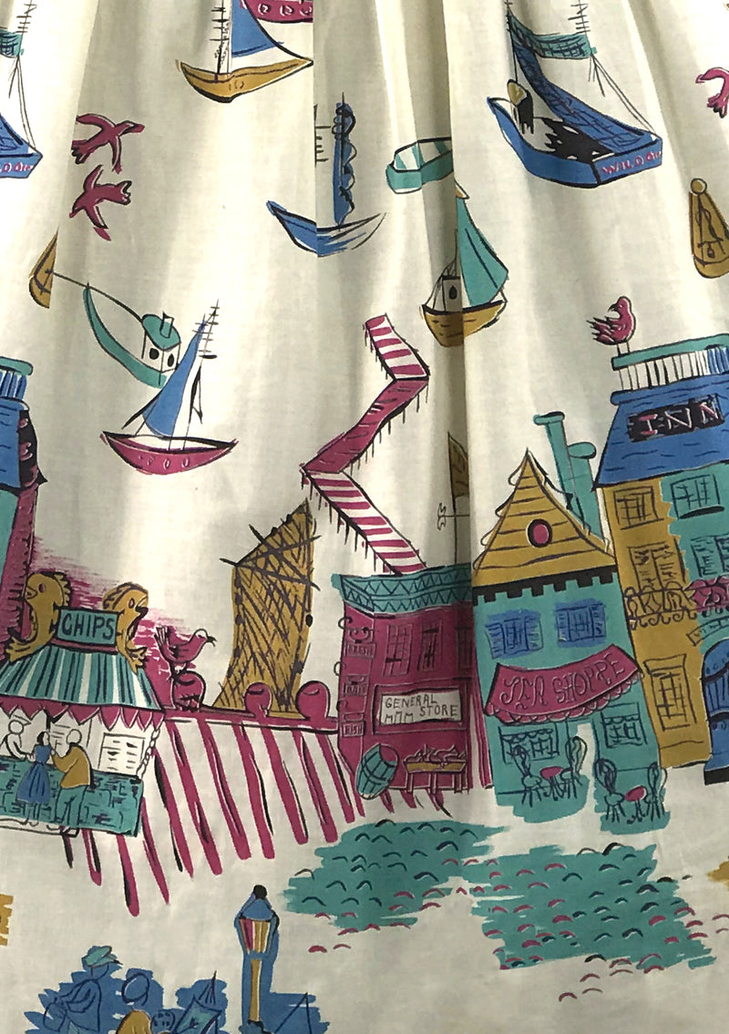 RARE 1950s English Seaside Novelty Print Dress- New! (RESERVED)
