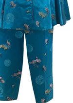 1950s Rose blue Brocade Hostess Pyjama Set- New!