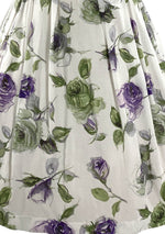 Beautiful Late 1950s to Early 1960s Lavender Roses Cotton Designer Dress- New!