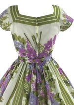 1950s Jerry Gilden Designer Lilac Border Floral Dress- New