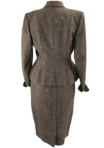 1950s Designer Bronze Silk with Cream Flecks Lilli Ann Suit - New!