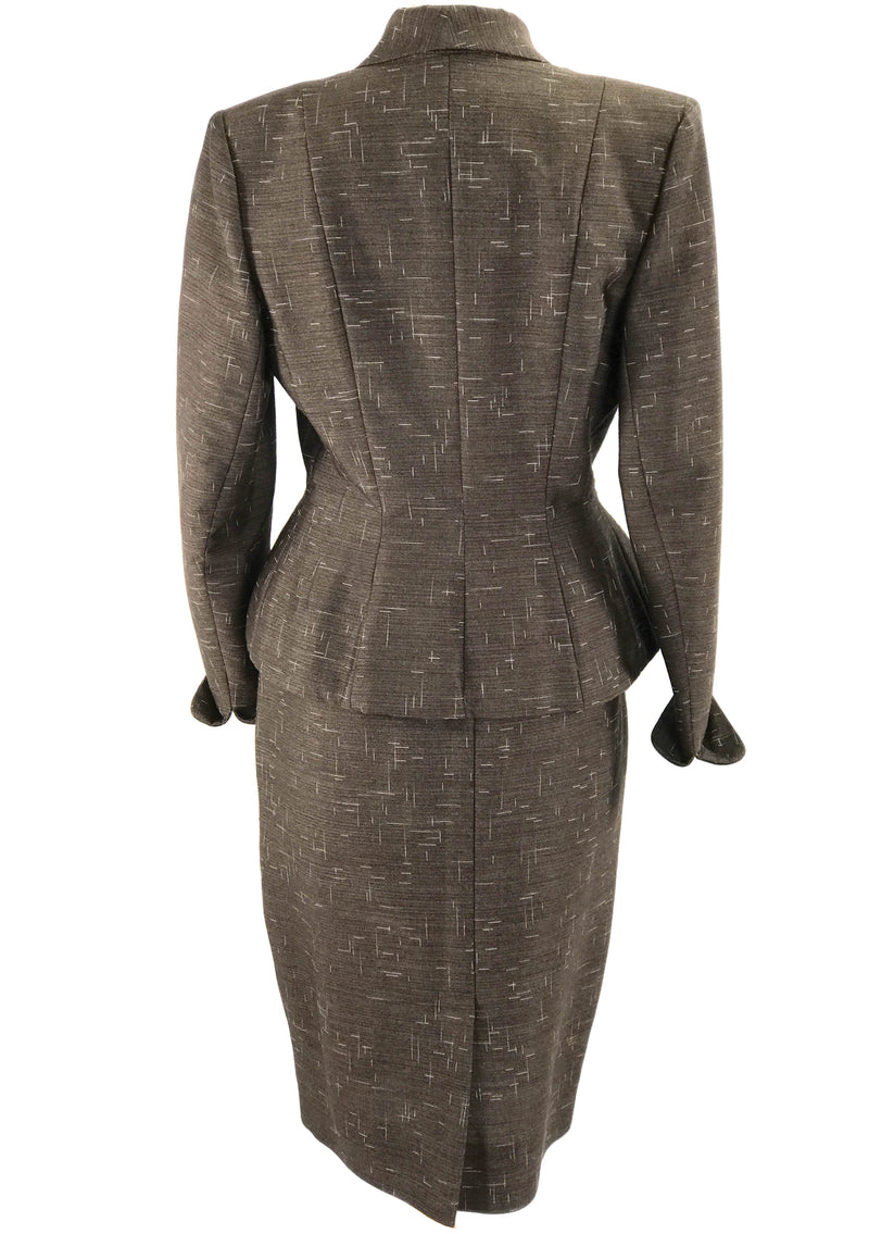 1950s Designer Bronze Silk with Cream Flecks Lilli Ann Suit - New!