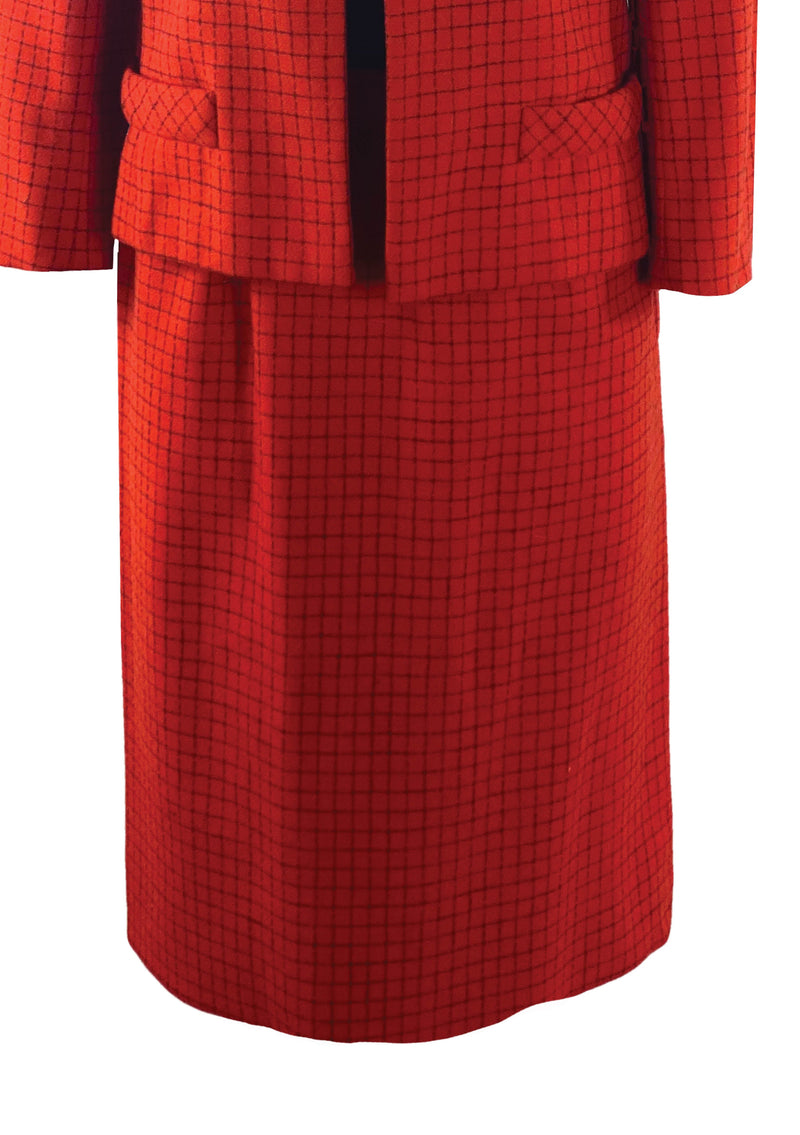 Early 1960s Designer Adele Simpson Red Plaid Suit- New!