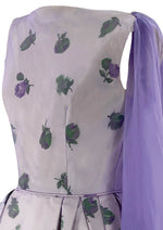 Early 1960s Purple Roses Overlay Dress New!