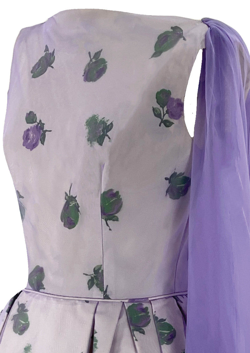 Early 1960s Purple Roses Overlay Dress New!