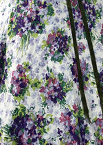 Stunning 1950s Violet Sprays Cotton Designer Dress with Rhinestones - New!