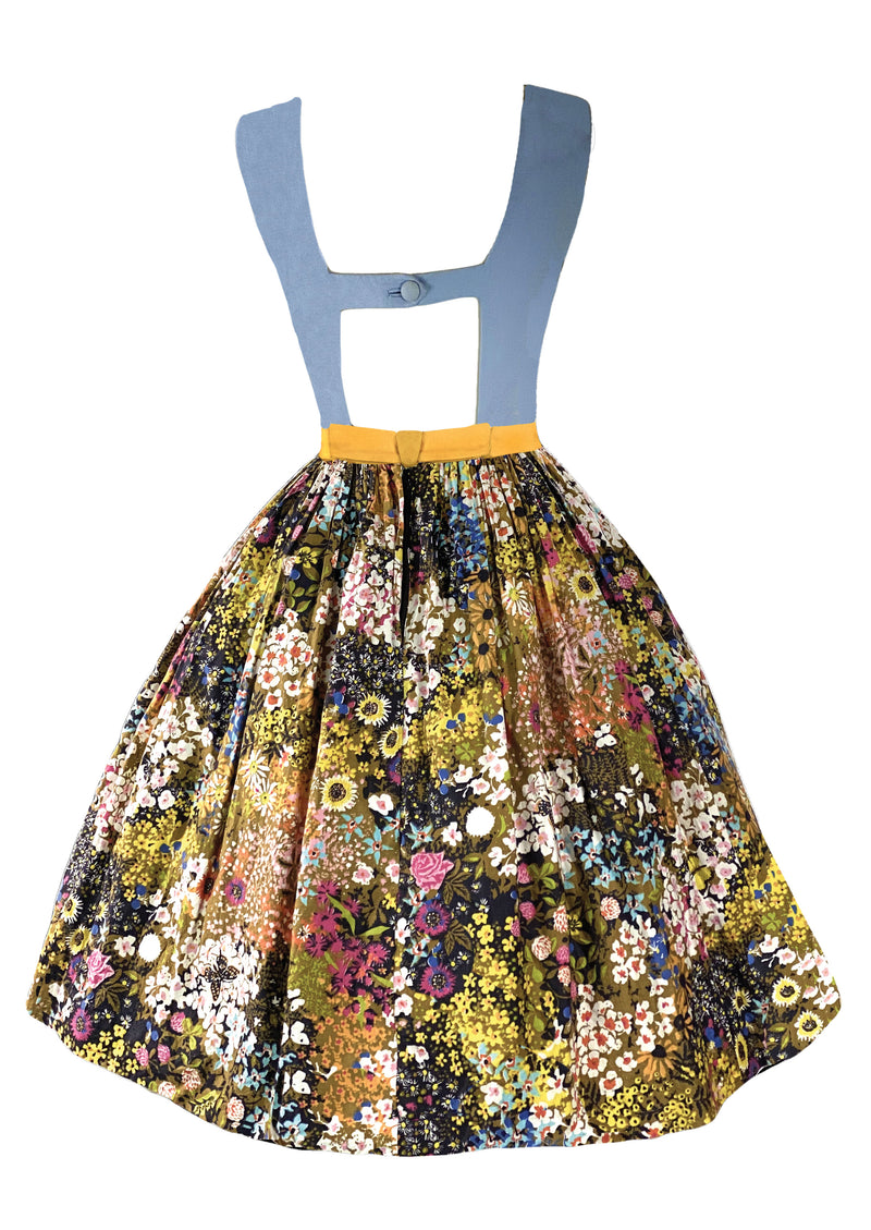 Late 1950s Early 1960s Floral Cotton Designer Dress - New!