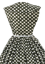 Late 1950s to Early 1960s Green & White Checkerboard Dress- NEW!