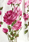 Early 1960s Pink Roses on White Pique Cotton Dress- New!