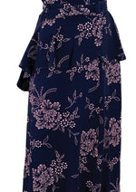 Vintage 1940s Navy Rayon with Pink Flower Print Dress- New!
