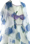 1950s Blue Hydrangea Chiffon Party Dress Ensemble - New!