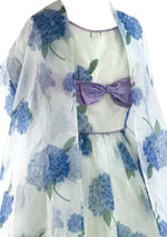 1950s Blue Hydrangea Chiffon Party Dress Ensemble - New!