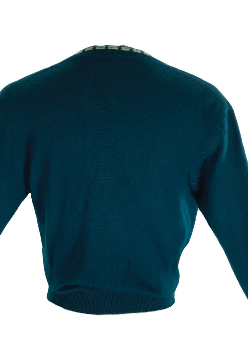 Vintage 1950s Prussian Blue Cardigan- New! (ON HOLD)
