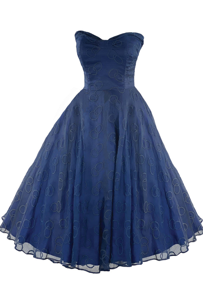 Vintage 1950s Navy Organza Cocktail Dress Ensemble- New!