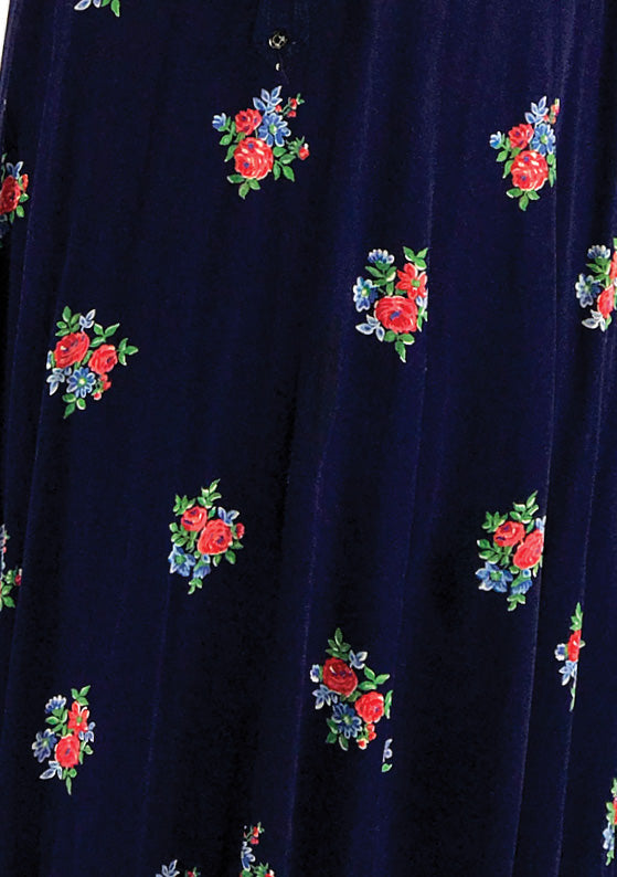 Vintage 1940s Navy Floral Rayon Blend Dress- New!