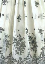 Vintage 1950s B&W Flocked Chiffon Party Dress - New!