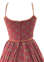 Vintage 1950s Red Medallion Print Dress Ensemble- New!