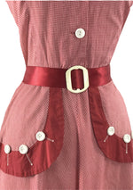 Cute 1940s Red & White Gingham Cotton Dress  - New!