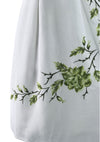 Vintage Late 1950s Ivory Faille Dress with Green Embroidery - New!