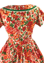 Original 1950s Vibrant Orange Poppies Cotton Dress - New!