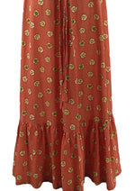 1970s Rose Print Maxi Dress with Frills