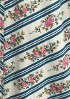 Vintage 1950s Pink Floral Cotton with Blue Stripes- New!