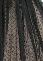 Vintage 1950s Black Flocked Chiffon Glitter Party Dress - New!