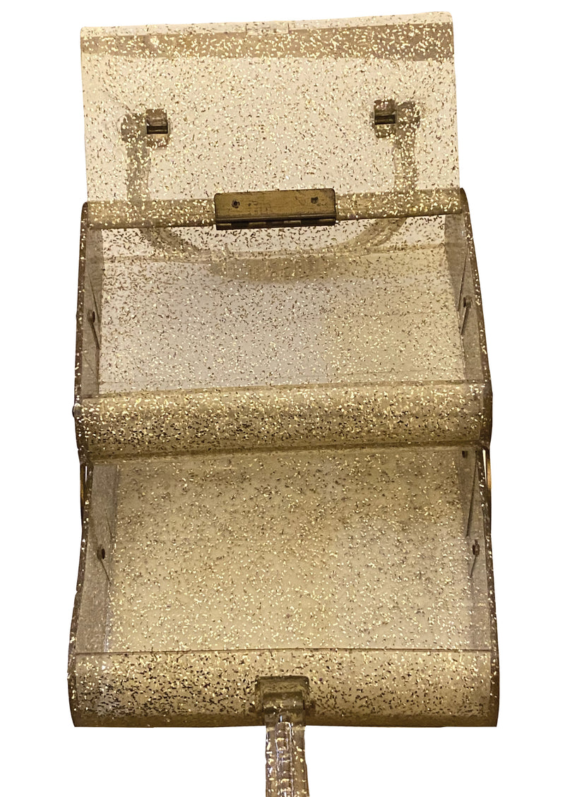 Vintage 1950s Gold Glitter Lucite Purse- New!