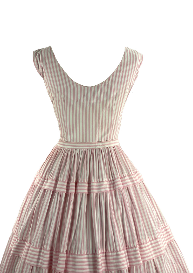 1950s Pink and White Candy Stripe Cotton Dress- New!