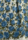 Vintage 1950s Blue Roses Border Print Cotton- New!