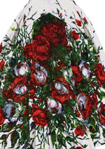 Late 1950s Spectacular Red Floral Print Designer Dress- New!