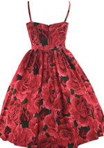 Vintage 1950s Red Roses Silk Dress - New! ( LAYBY)