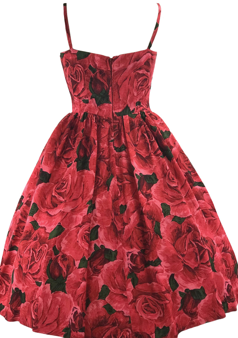 Vintage 1950s Red Roses Silk Dress - New! ( LAYBY)