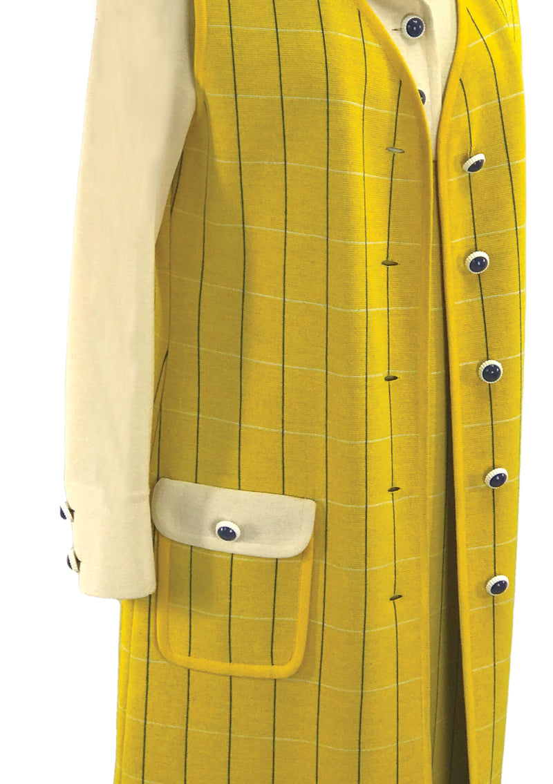 Vintage 1970s Golden Yellow and Cream Wool Ensemble - New!