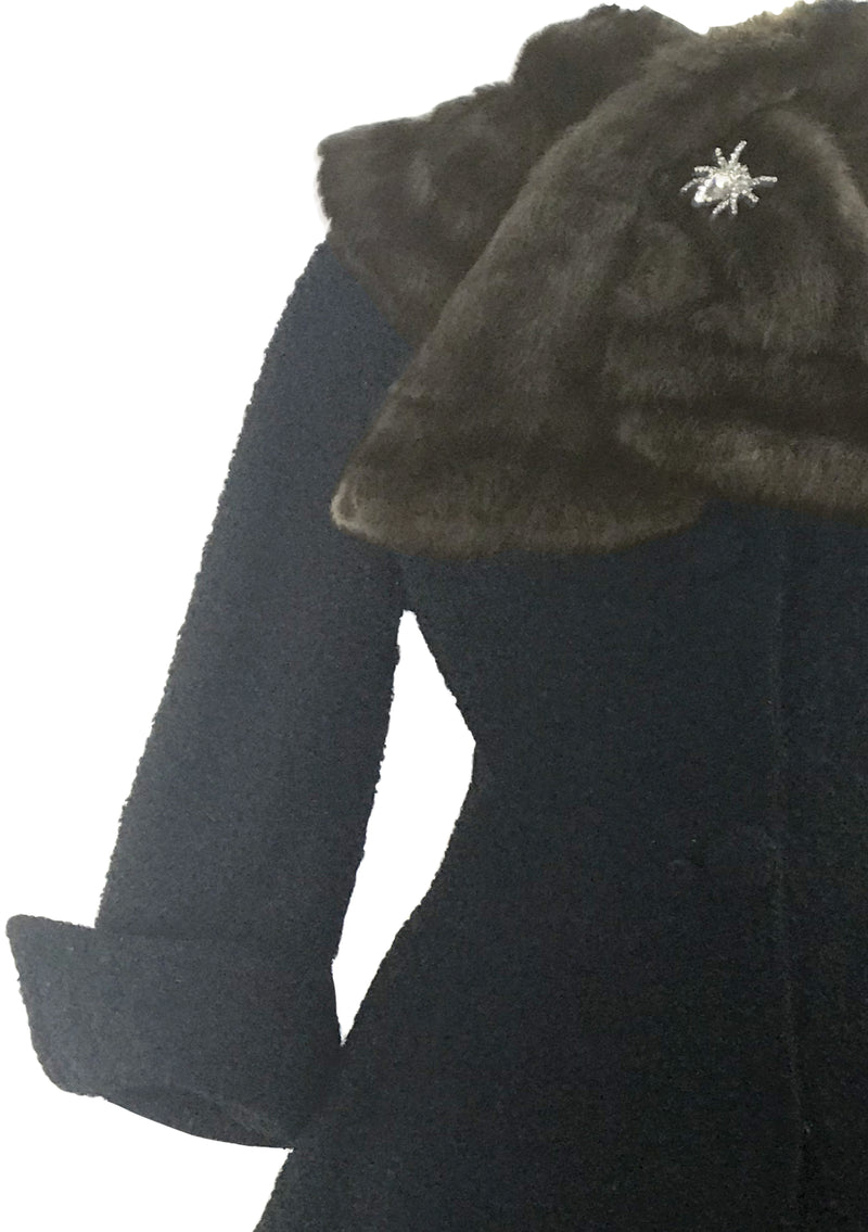 1950s Designer Lilli  Ann Black Boucle Princess Coat- New!
